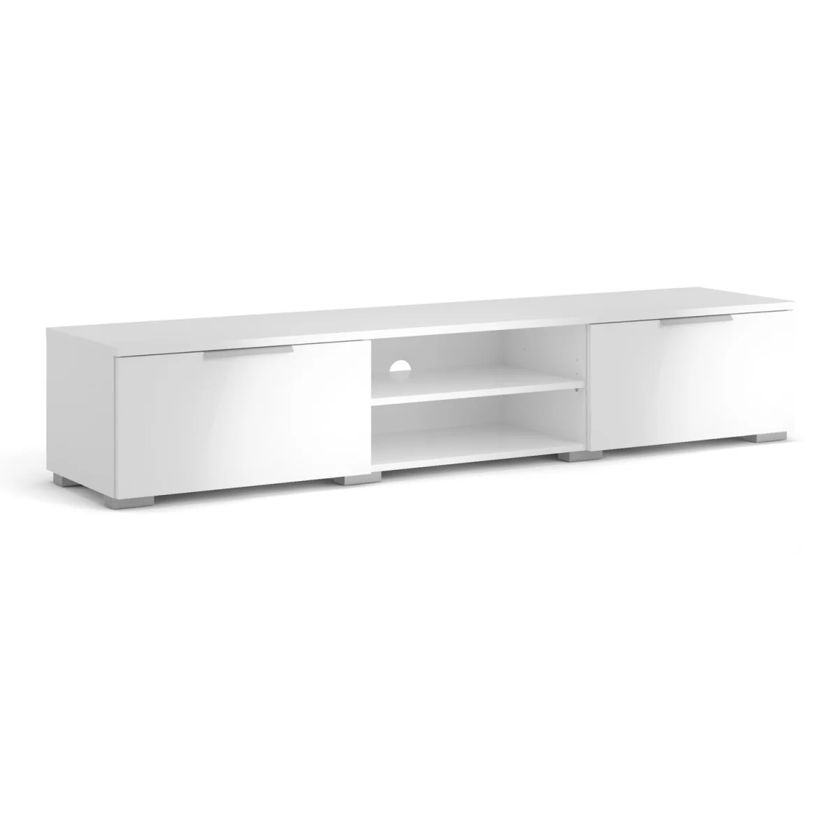 Match TV Unit 2 Drawers 2 Shelf in White High Gloss - White – image 2