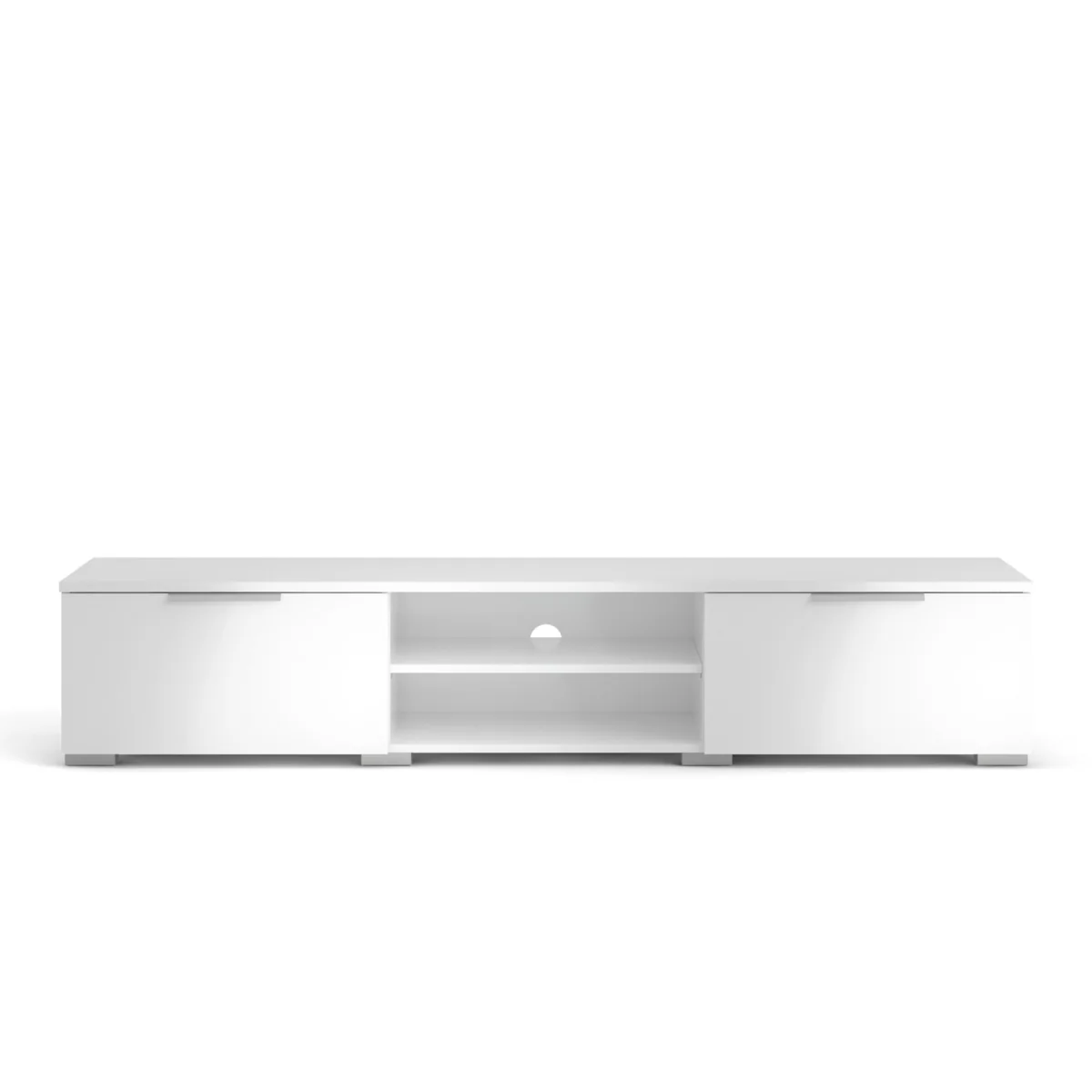 Match TV Unit 2 Drawers 2 Shelf in White High Gloss - White – image 3