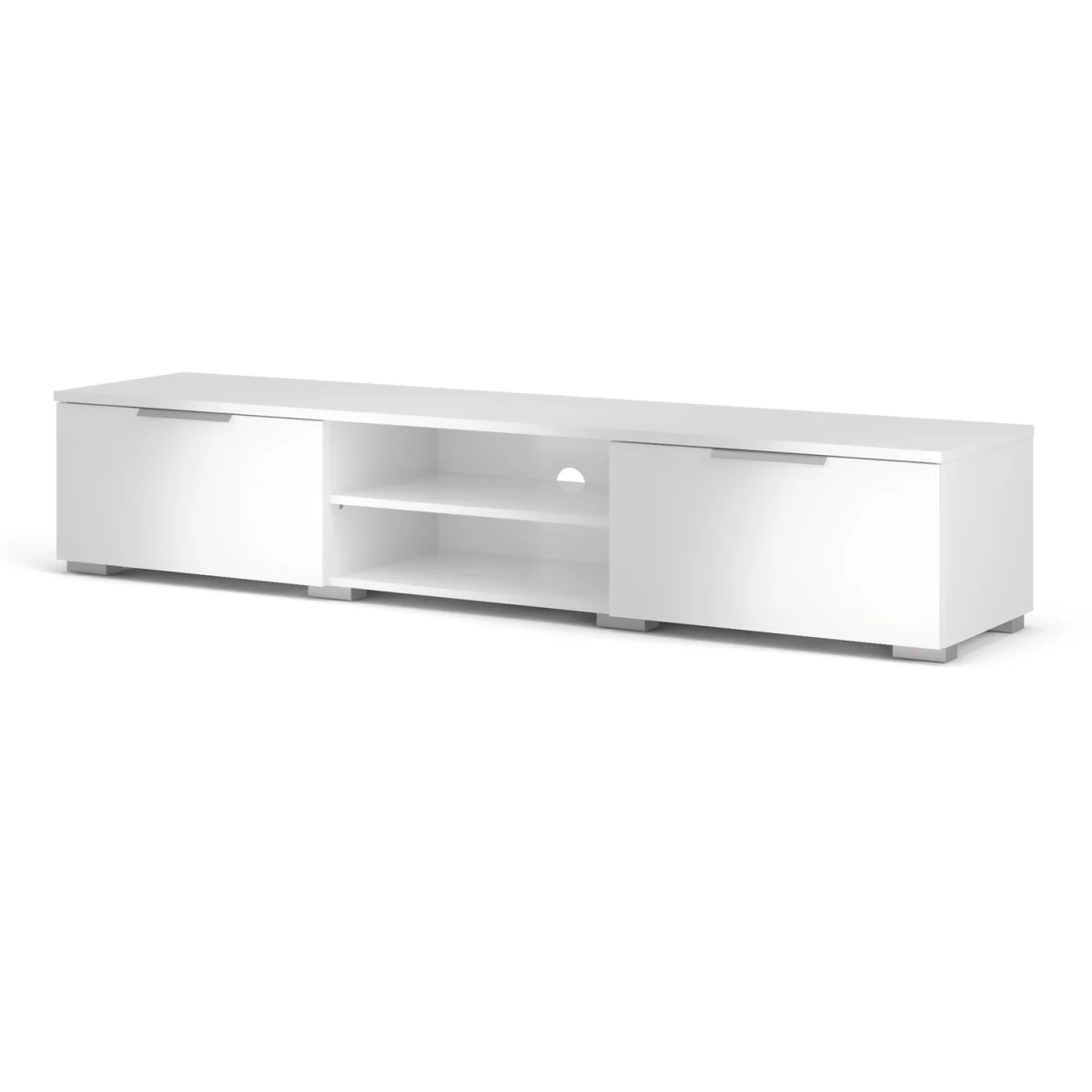 Match TV Unit 2 Drawers 2 Shelf in White High Gloss - White – image 4