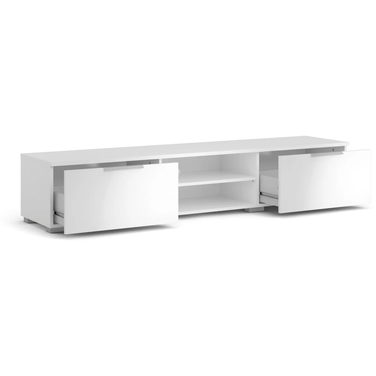 Match TV Unit 2 Drawers 2 Shelf in White High Gloss - White – image 5