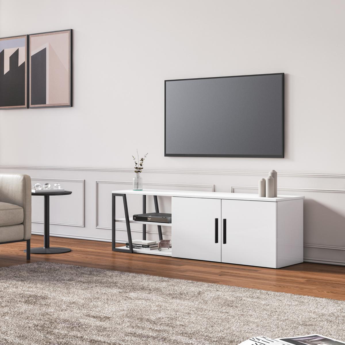 Manzoni TV Stand - White and Black Colour - White – image 2