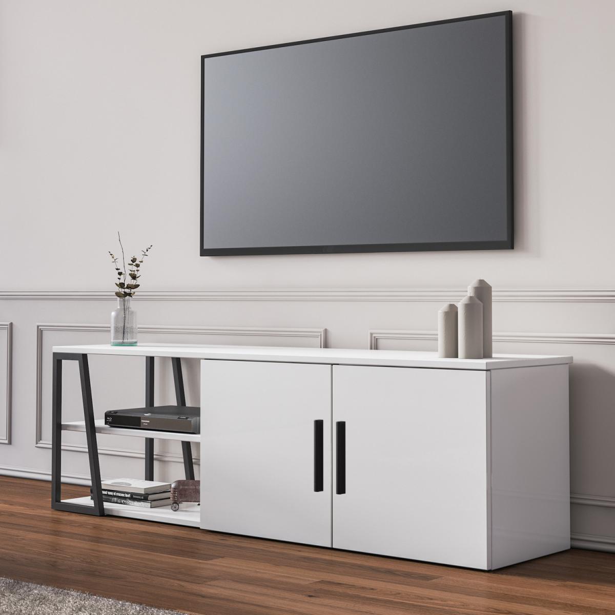Manzoni TV Stand - White and Black Colour - White – image 3