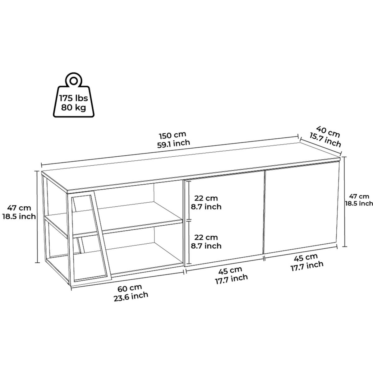 Manzoni TV Stand - White and Black Colour - White – image 6