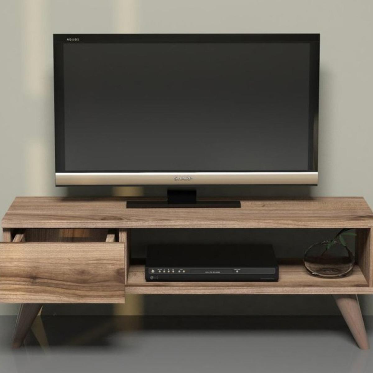 Maya Modern Retro TV Stand with Drawer - Oak – image 3