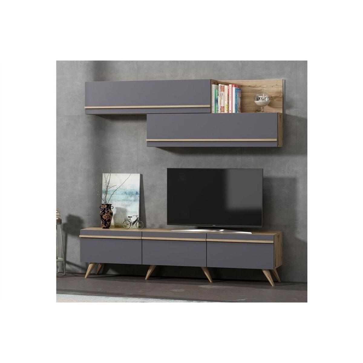 Amsterdam TV Unit Anthracite - Anthracite & Walnut – image 2