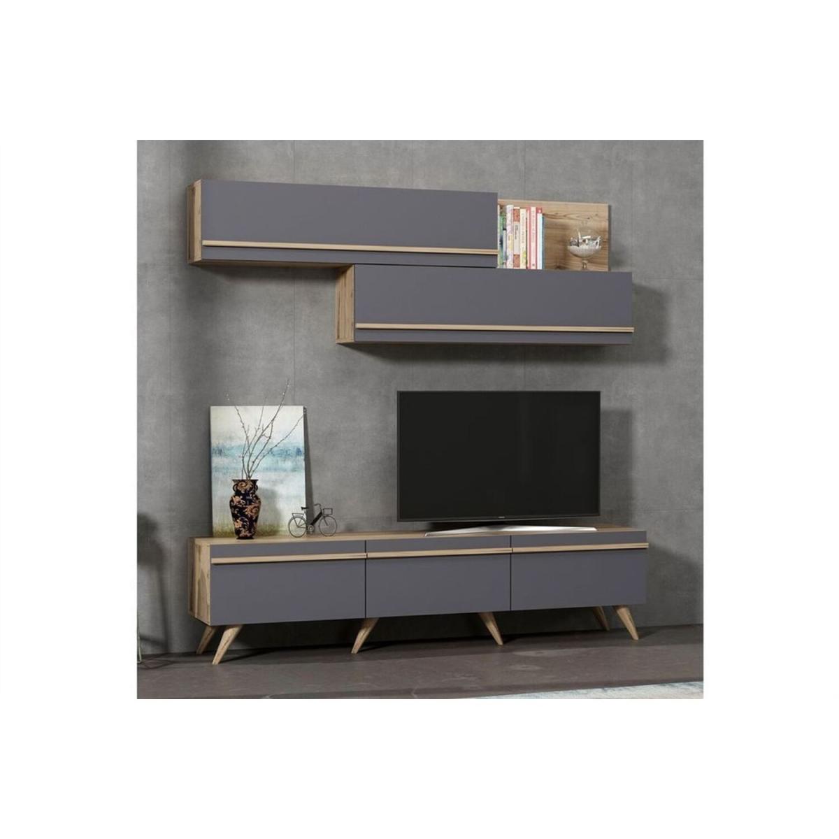 Amsterdam TV Unit Anthracite - Anthracite & Walnut – image 3
