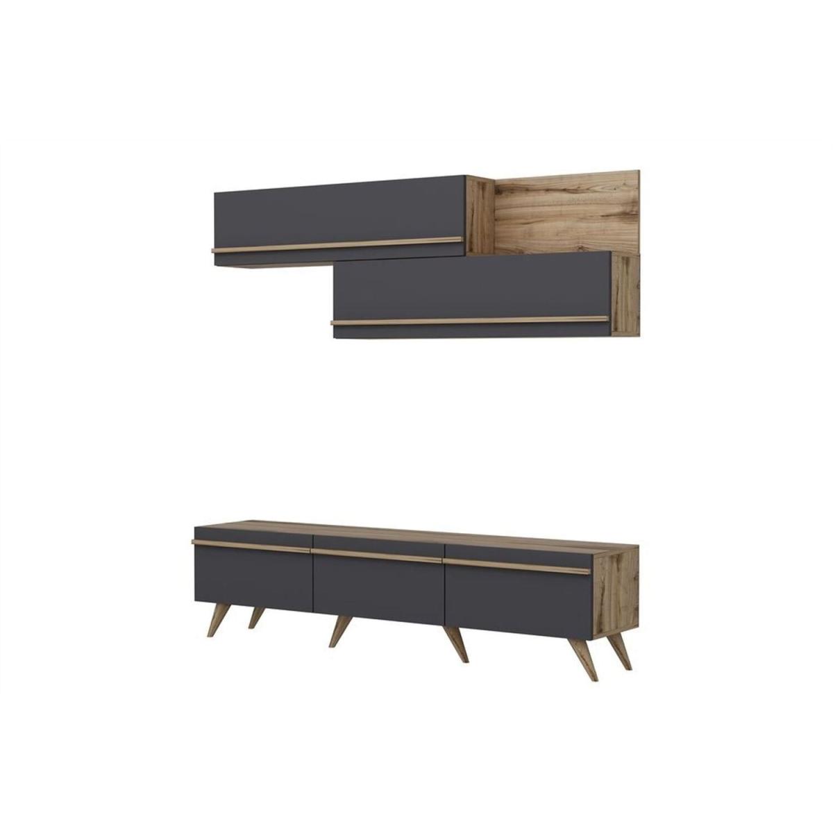 Amsterdam TV Unit Anthracite - Anthracite & Walnut – image 5