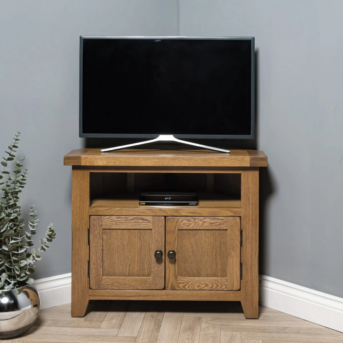 Rustic Oak Corner Tv Media Unit Soild Tough And Grove Fully Assembled - Rustic Oak – image 2