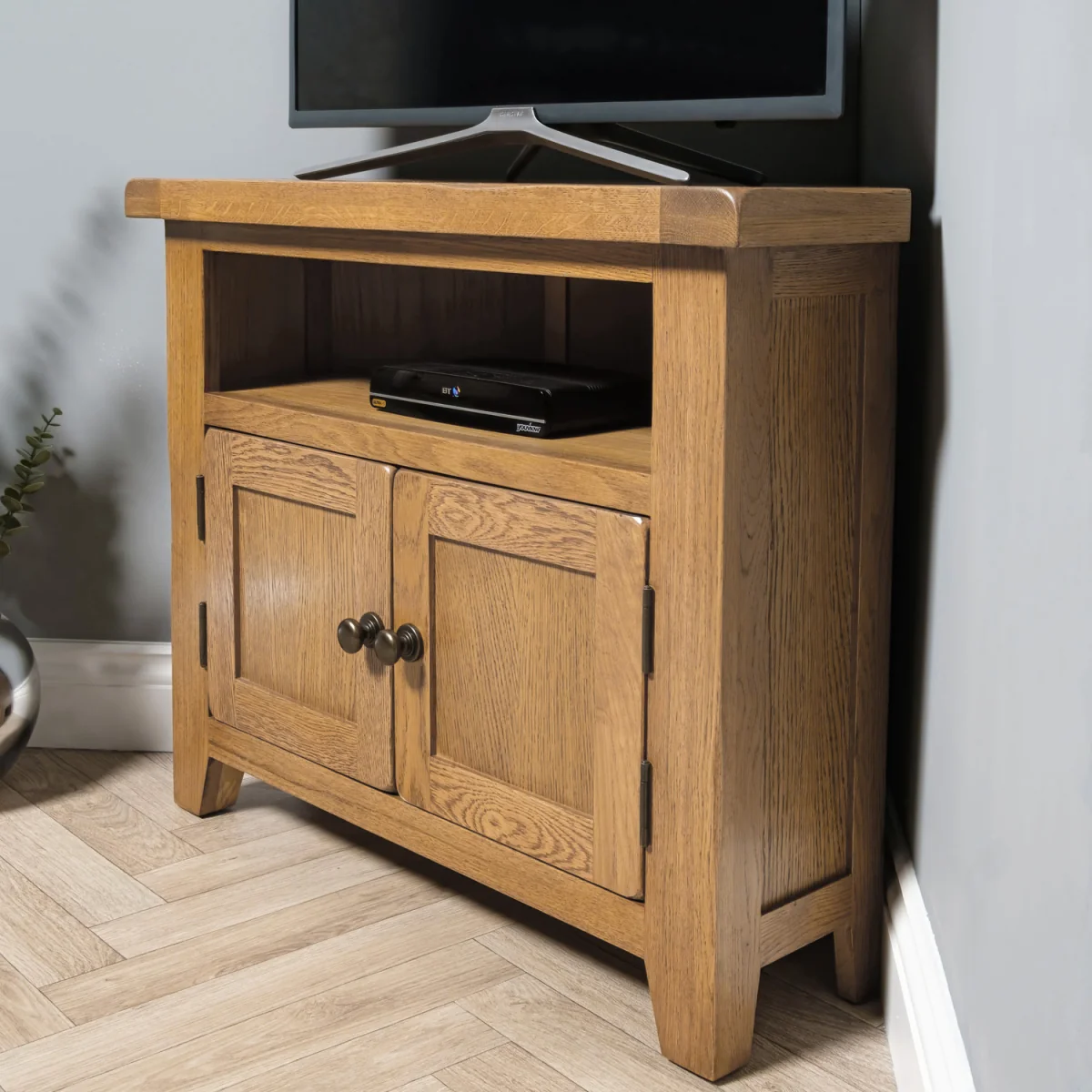 Rustic Oak Corner Tv Media Unit Soild Tough And Grove Fully Assembled - Rustic Oak – image 4