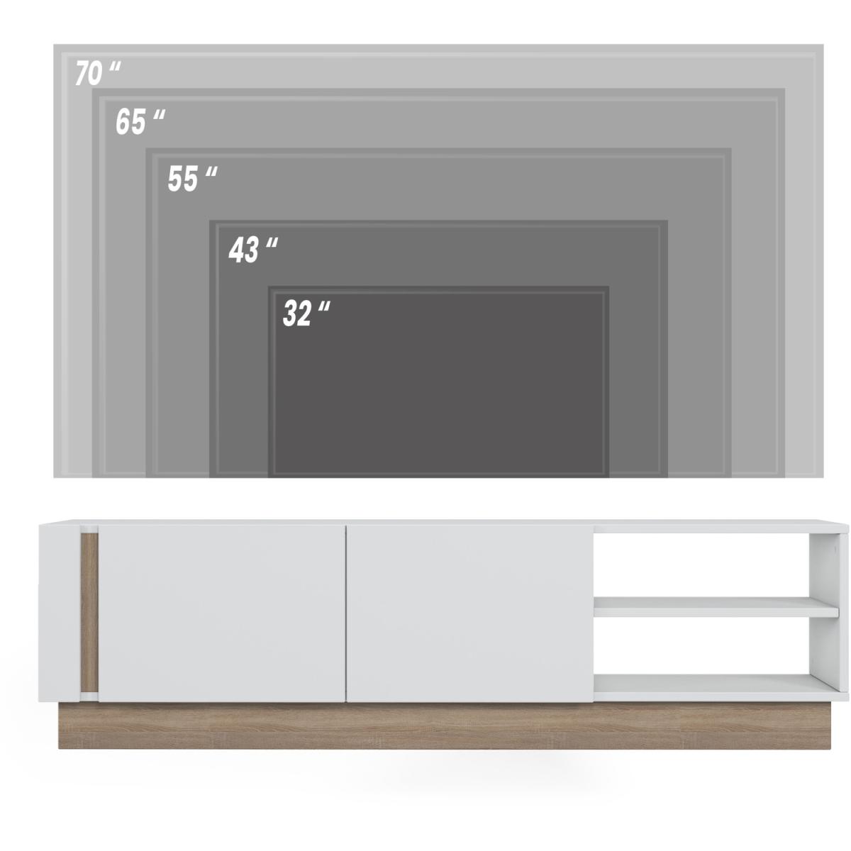Camillo Wide TV Stand - White and Light Walnut Colour - White – image 3