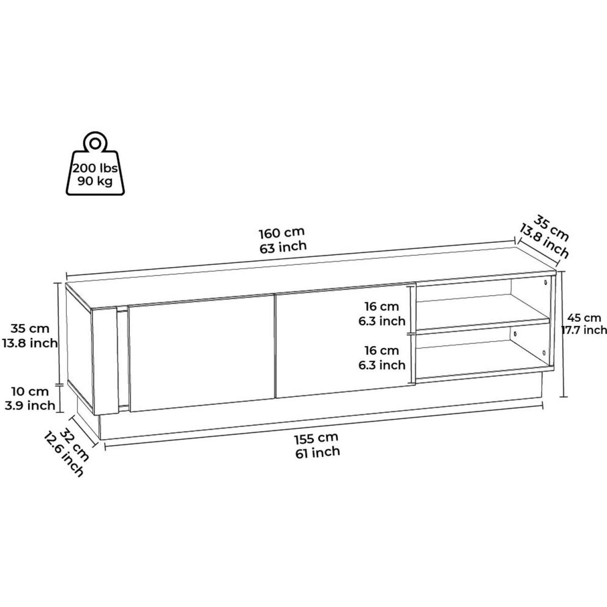 Camillo Wide TV Stand - White and Light Walnut Colour - White – image 6