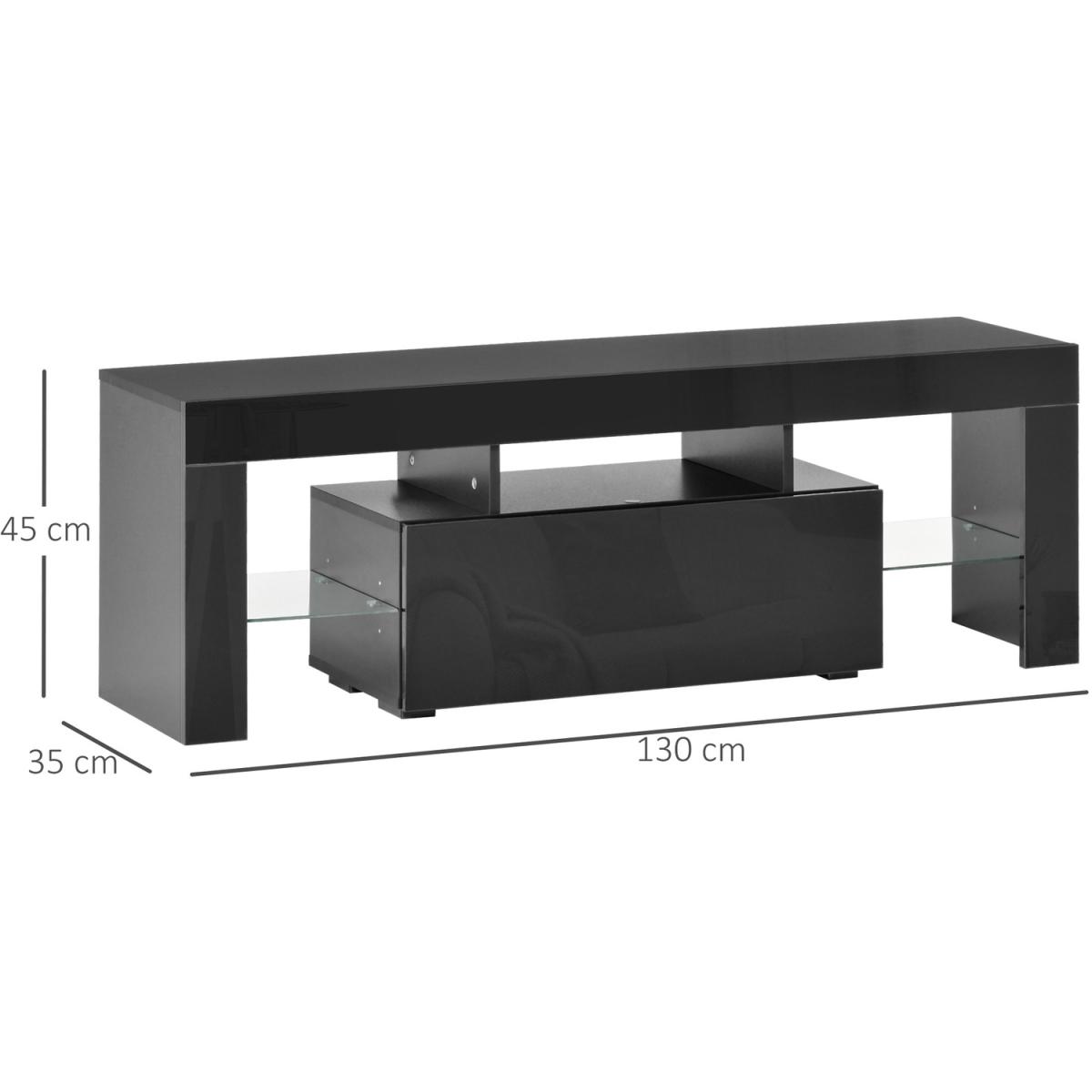 High Gloss TV Stand Cabinet with LED RGB Lights - Black – image 3