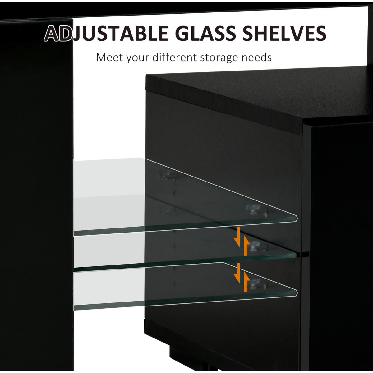 High Gloss TV Stand Cabinet with LED RGB Lights - Black – image 5