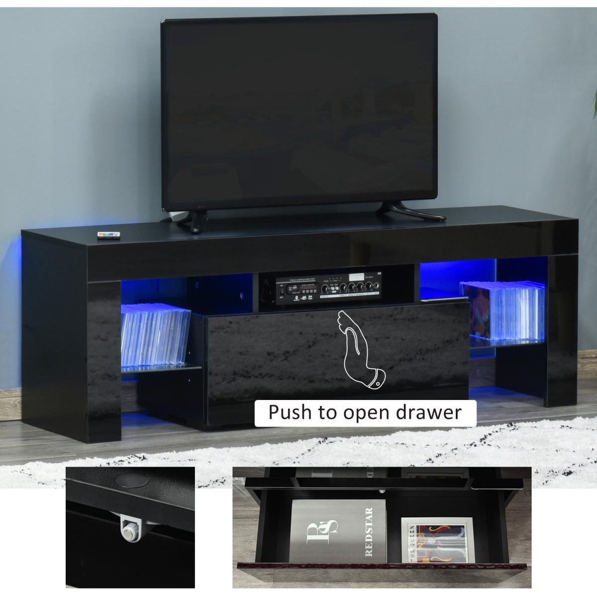 High Gloss TV Stand Cabinet with LED RGB Lights - Black – image 6