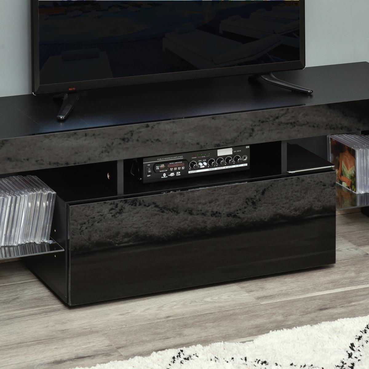 High Gloss TV Stand Cabinet with LED RGB Lights - Black – image 7