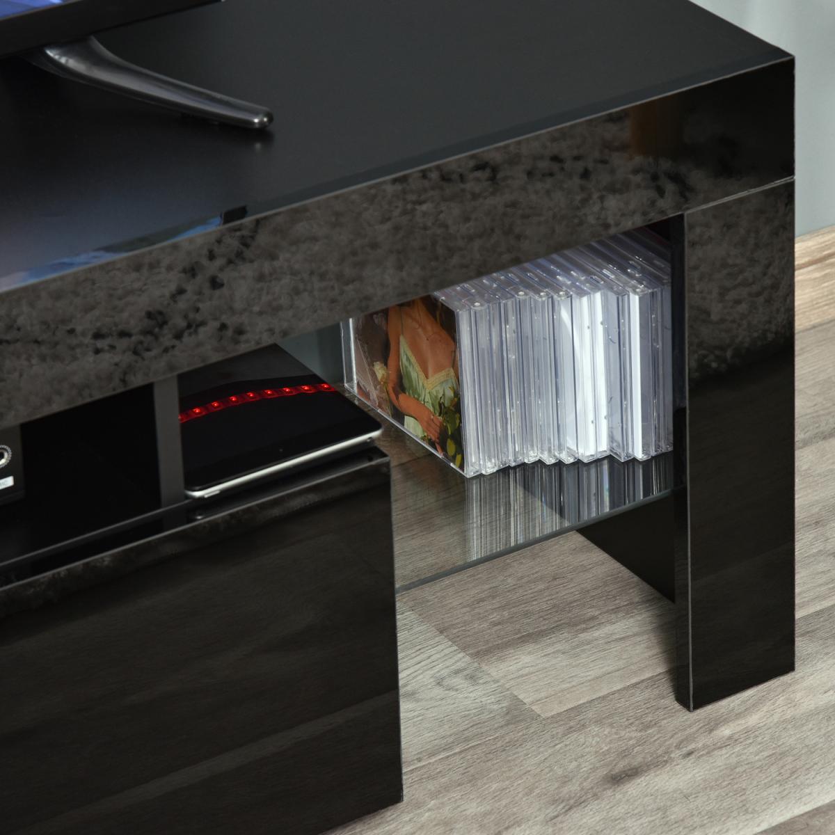 High Gloss TV Stand Cabinet with LED RGB Lights - Black – image 8