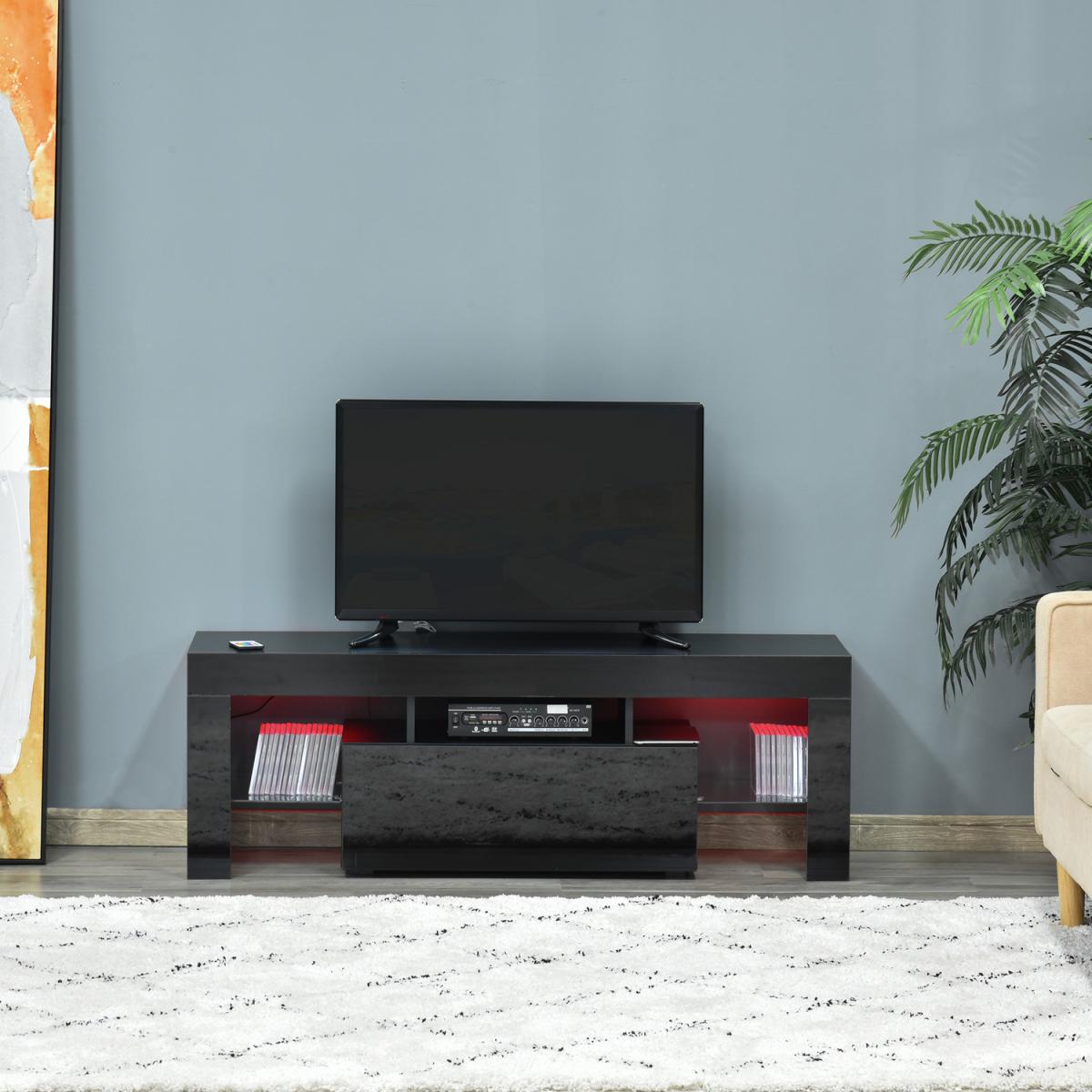 High Gloss TV Stand Cabinet with LED RGB Lights - Black – image 9