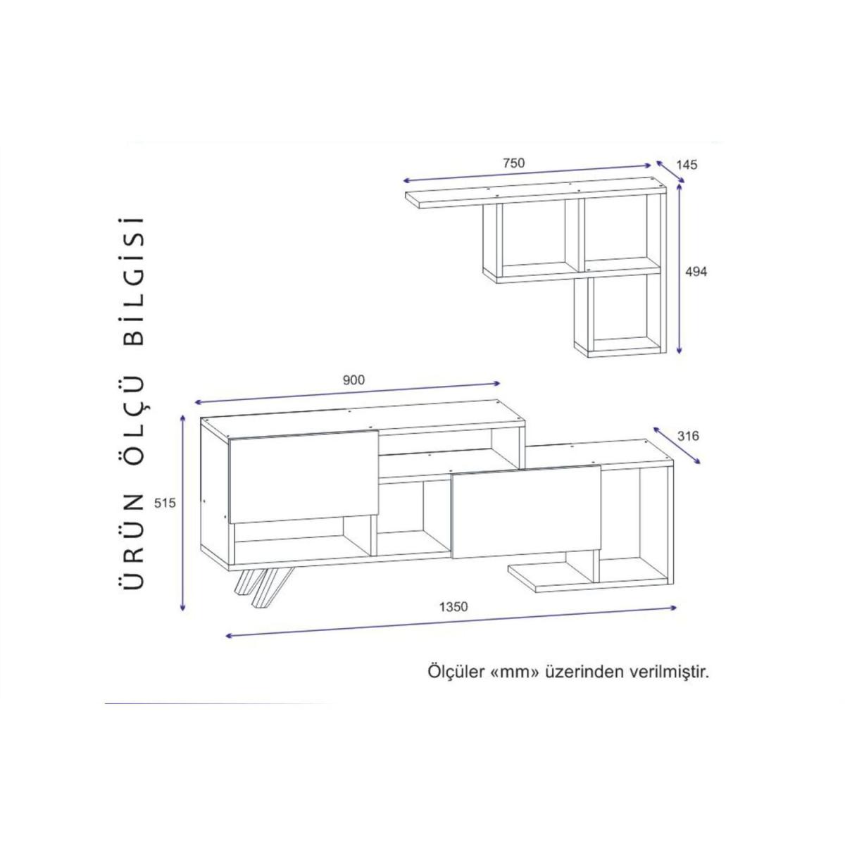 Hadise Entertainment Unit White Walnut - White & Walnut – image 5