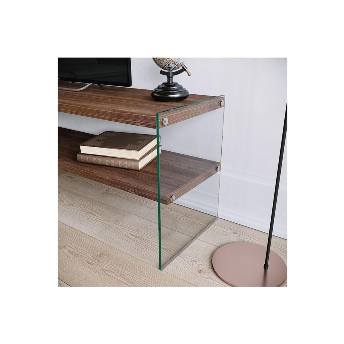 Niagara Solid Wood and Tempered Glass TV Unit Tv1003 Transparent Natural - Natural – image 2