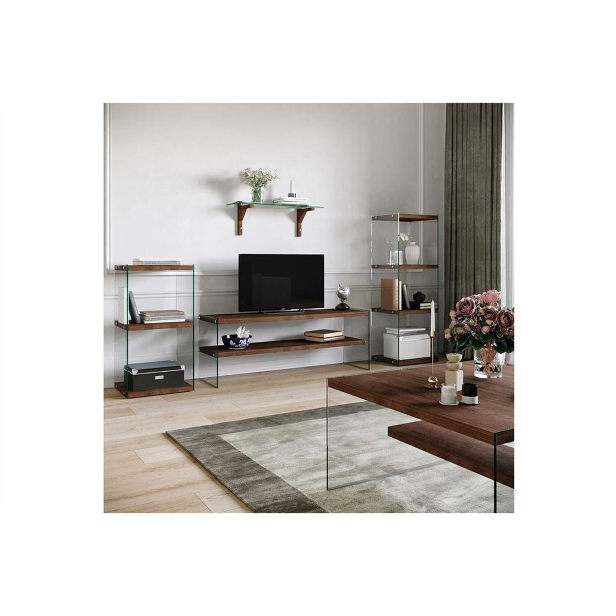 Niagara Solid Wood and Tempered Glass TV Unit Tv1003 Transparent Natural - Natural – image 3