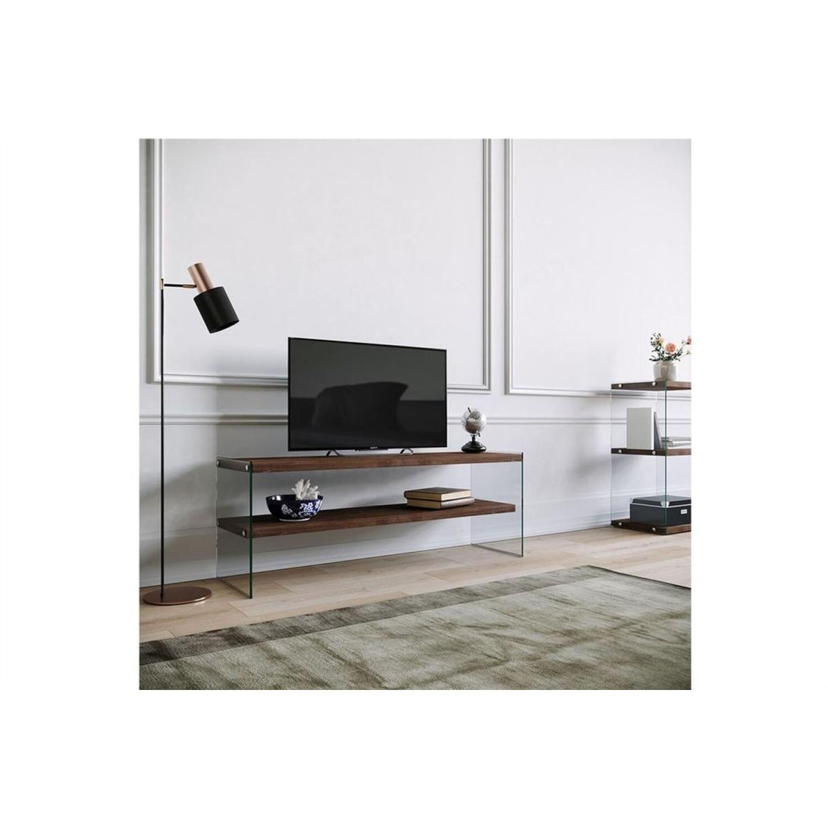 Niagara Solid Wood and Tempered Glass TV Unit Tv1003 Transparent Natural - Natural – image 5