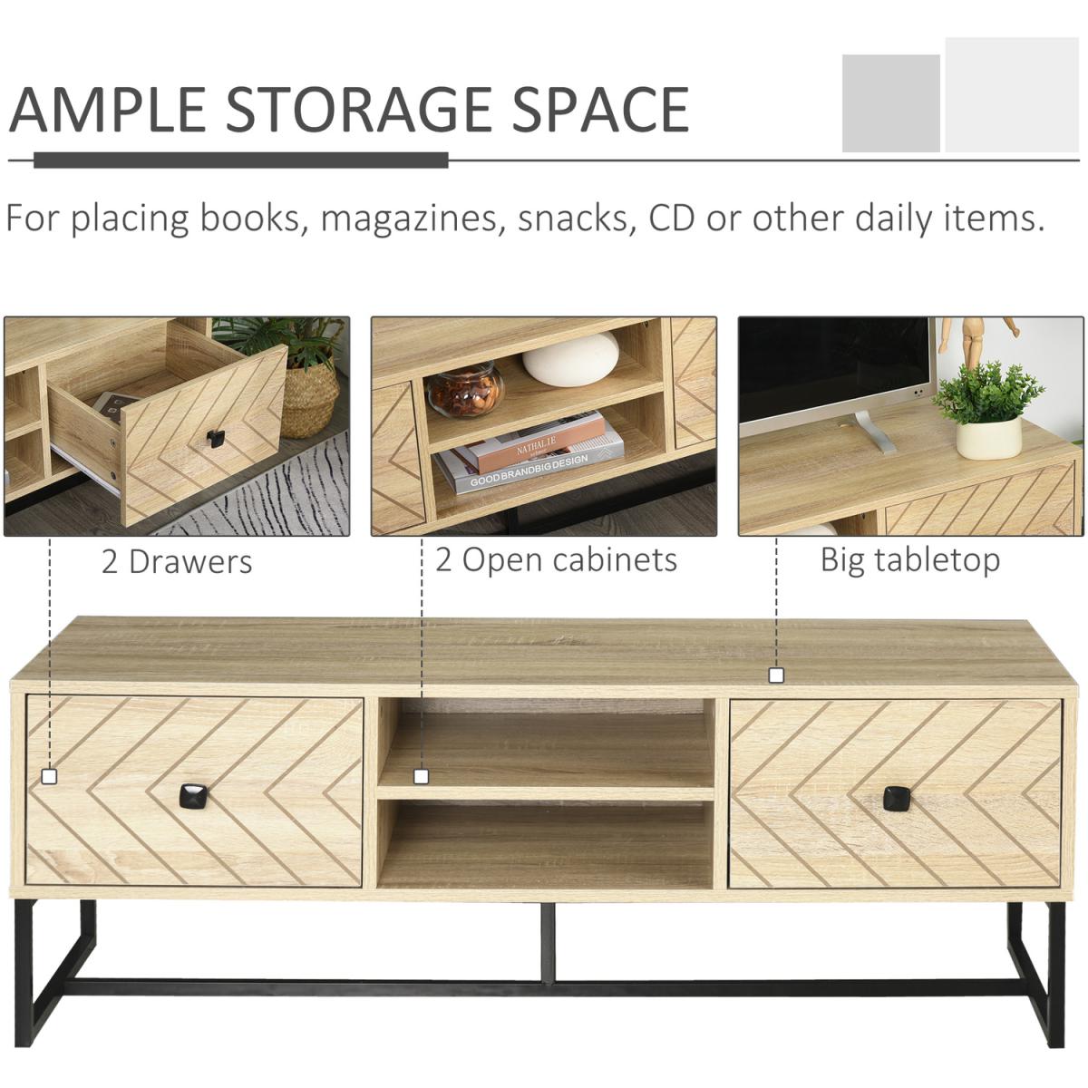 Arrowed Home TV Stand Media Organiser with 2 Drawers Shelf – image 4