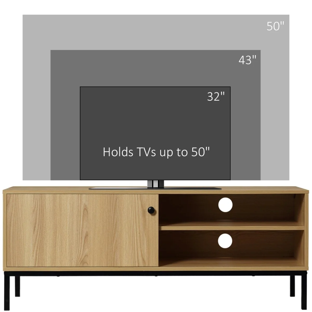 Layo 120cm TV Stand, Wood-Effect Brown, Sliding Door for TVs up to 50 inches – image 2