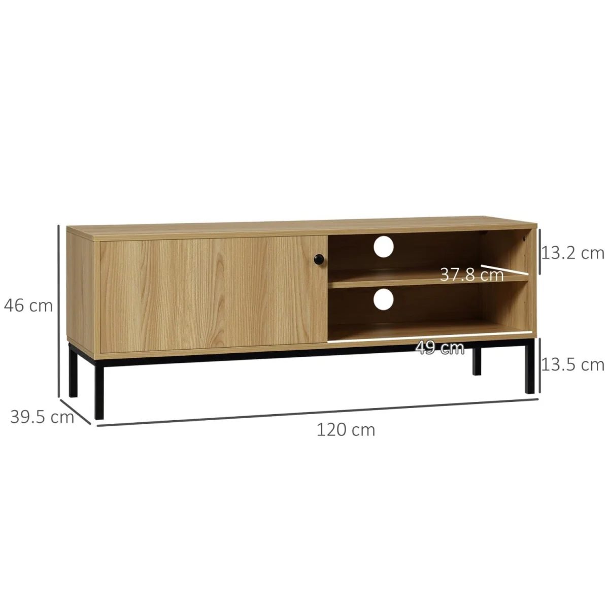 Layo 120cm TV Stand, Wood-Effect Brown, Sliding Door for TVs up to 50 inches – image 5