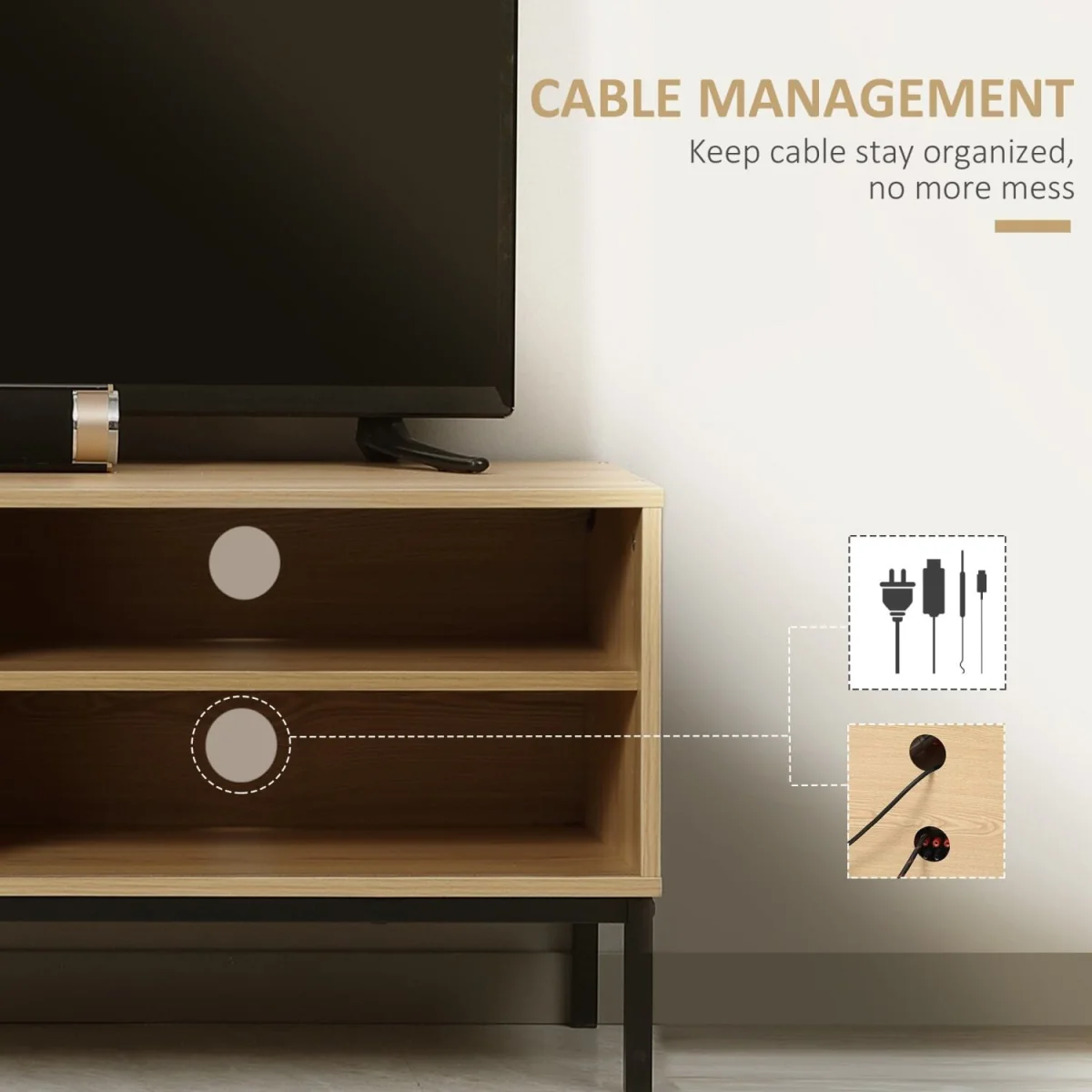 Layo 120cm TV Stand, Wood-Effect Brown, Sliding Door for TVs up to 50 inches – image 8