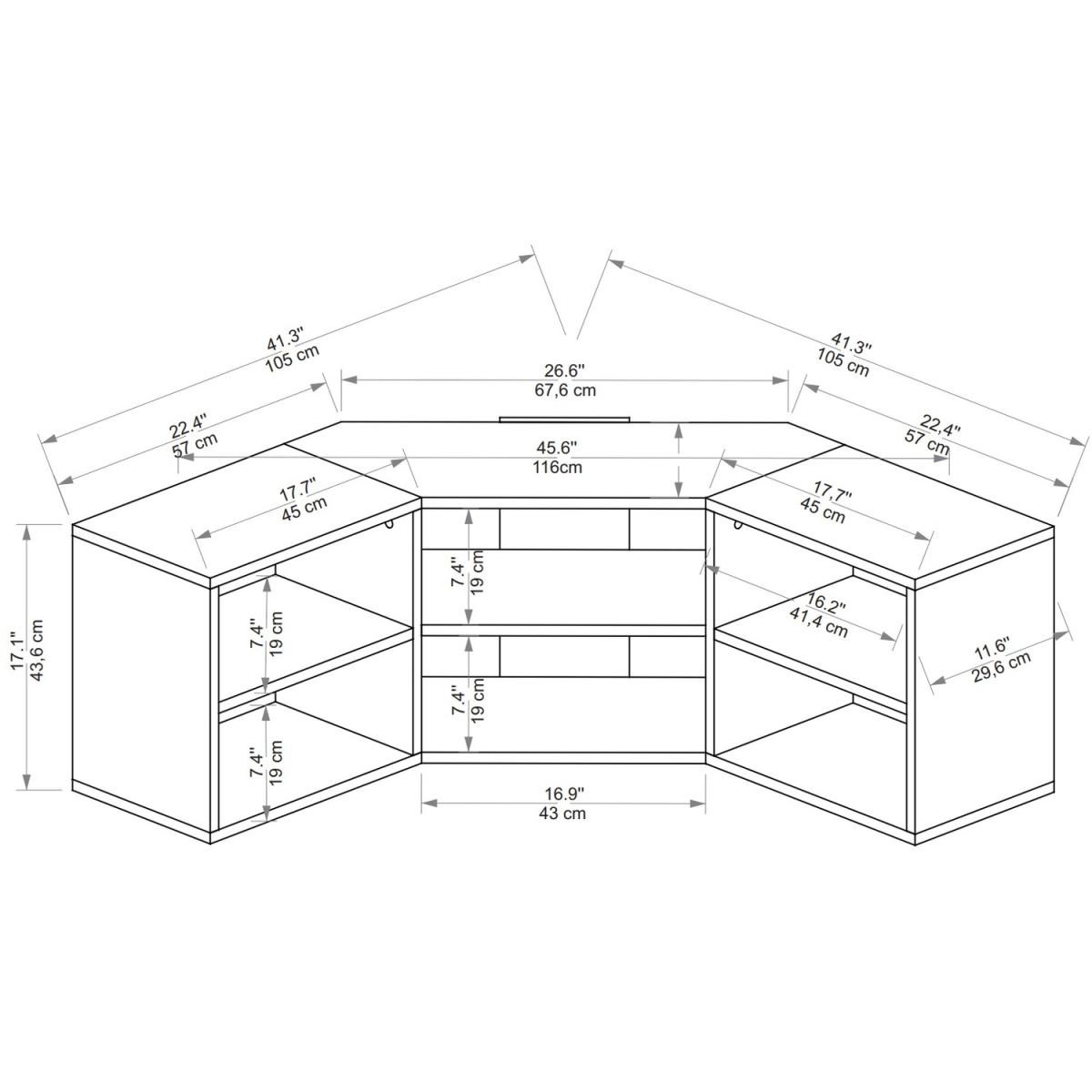 Bonnett Corner TV Stand Entertainment Center - Atlantic Pine & White / Melamine Metal Particle Board Plastic PVC – image 5