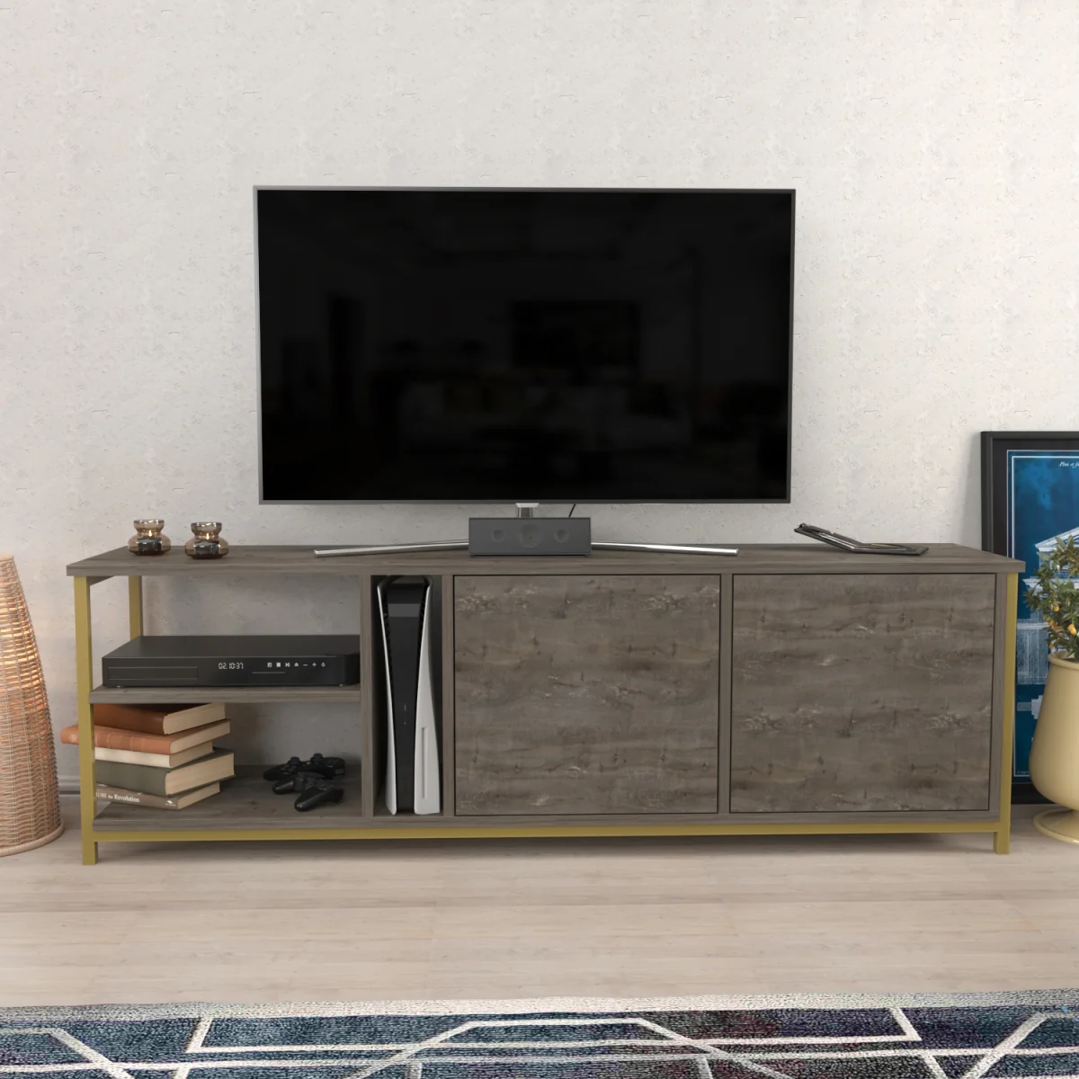 Primrose TV Unit - Gold and Wenge