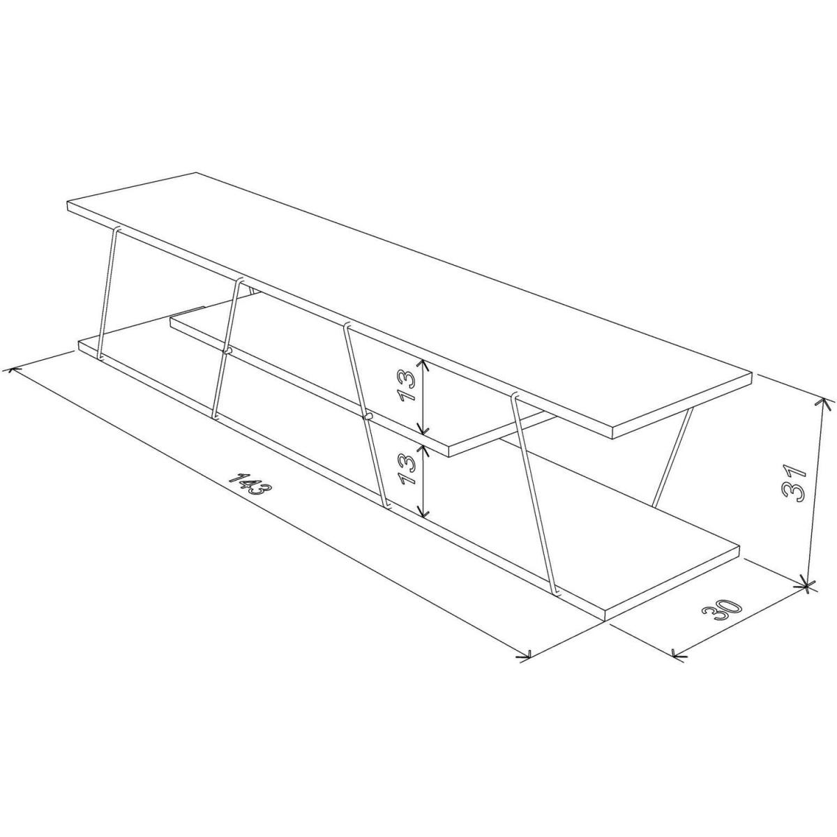 Tars TV Stand, TV Table and Lowboard, Walnut Chrome - Walnut – image 3