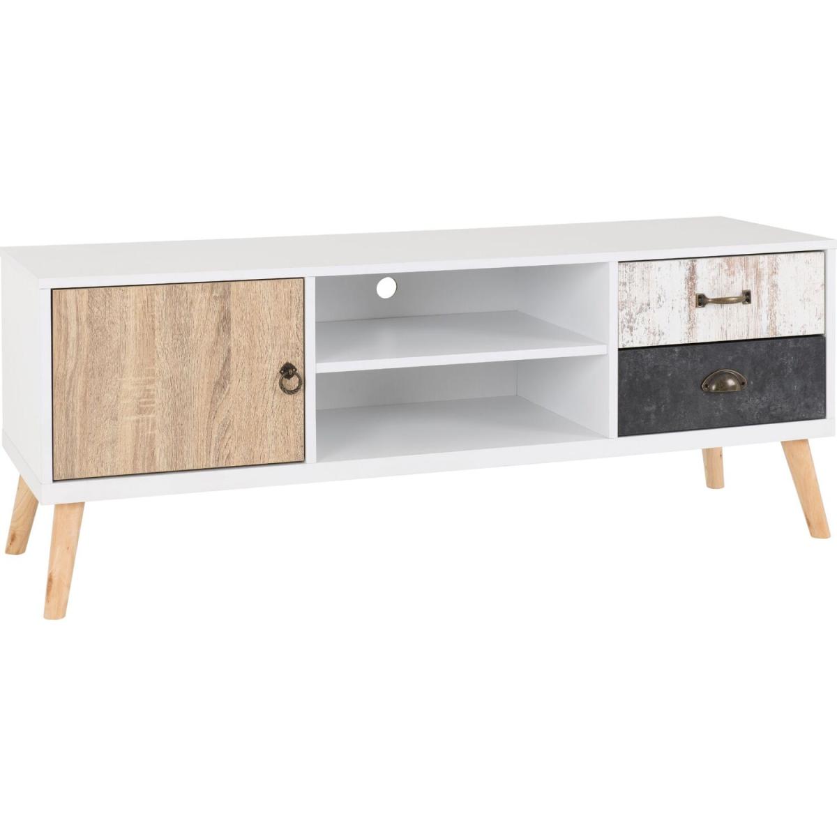Nordic 1 Door 2 Drawer TV Unit - White – image 2
