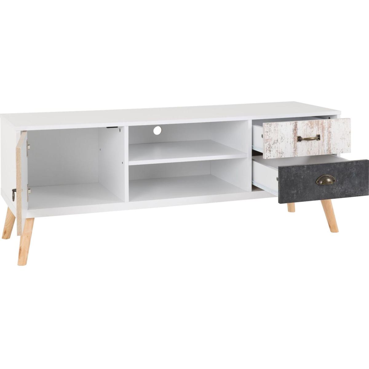 Nordic 1 Door 2 Drawer TV Unit - White – image 3