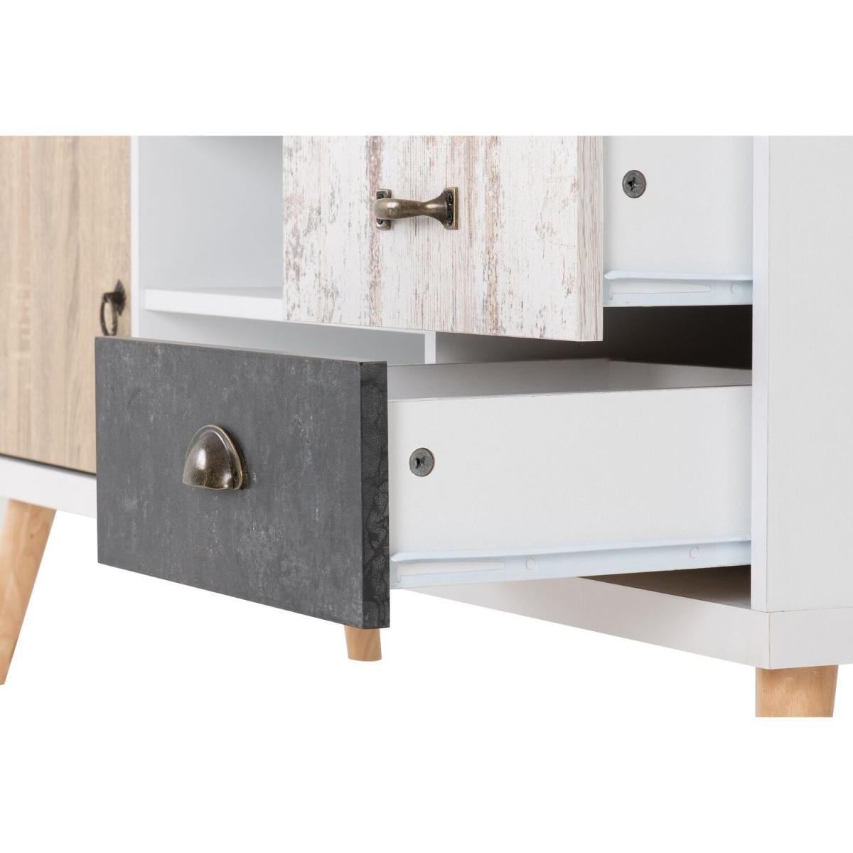 Nordic 1 Door 2 Drawer TV Unit - White – image 6