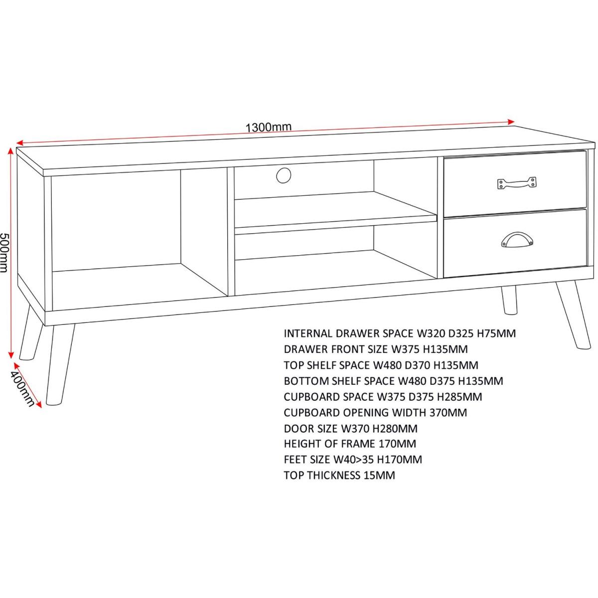 Nordic 1 Door 2 Drawer TV Unit - White – image 7