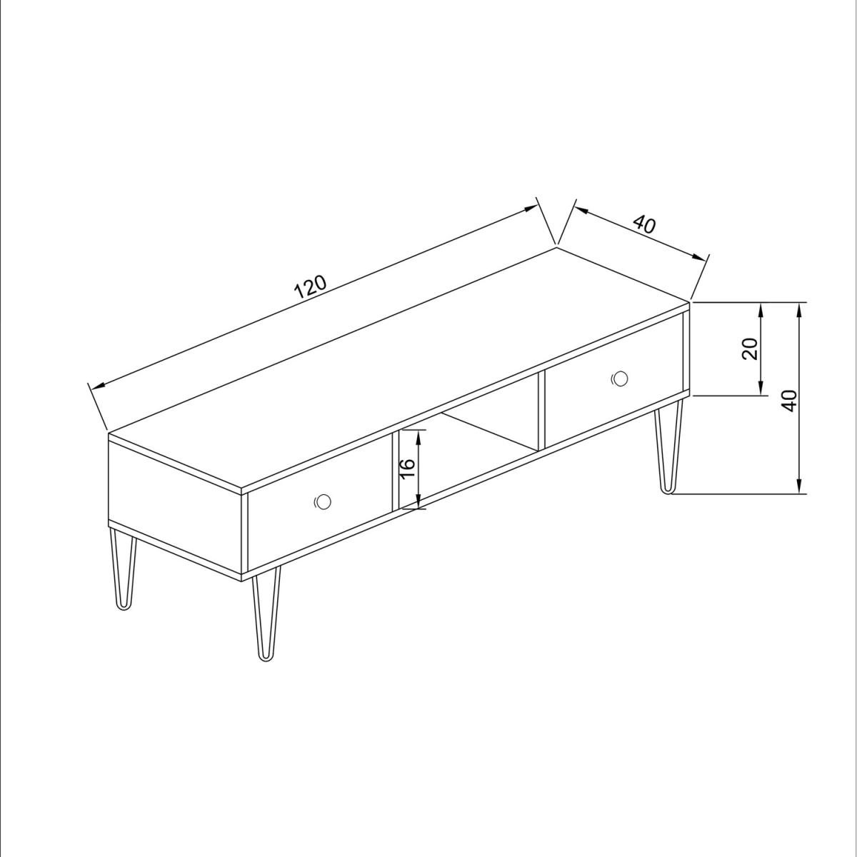 Sapphire Modern - TV Stand with Shelf - Oak – image 3