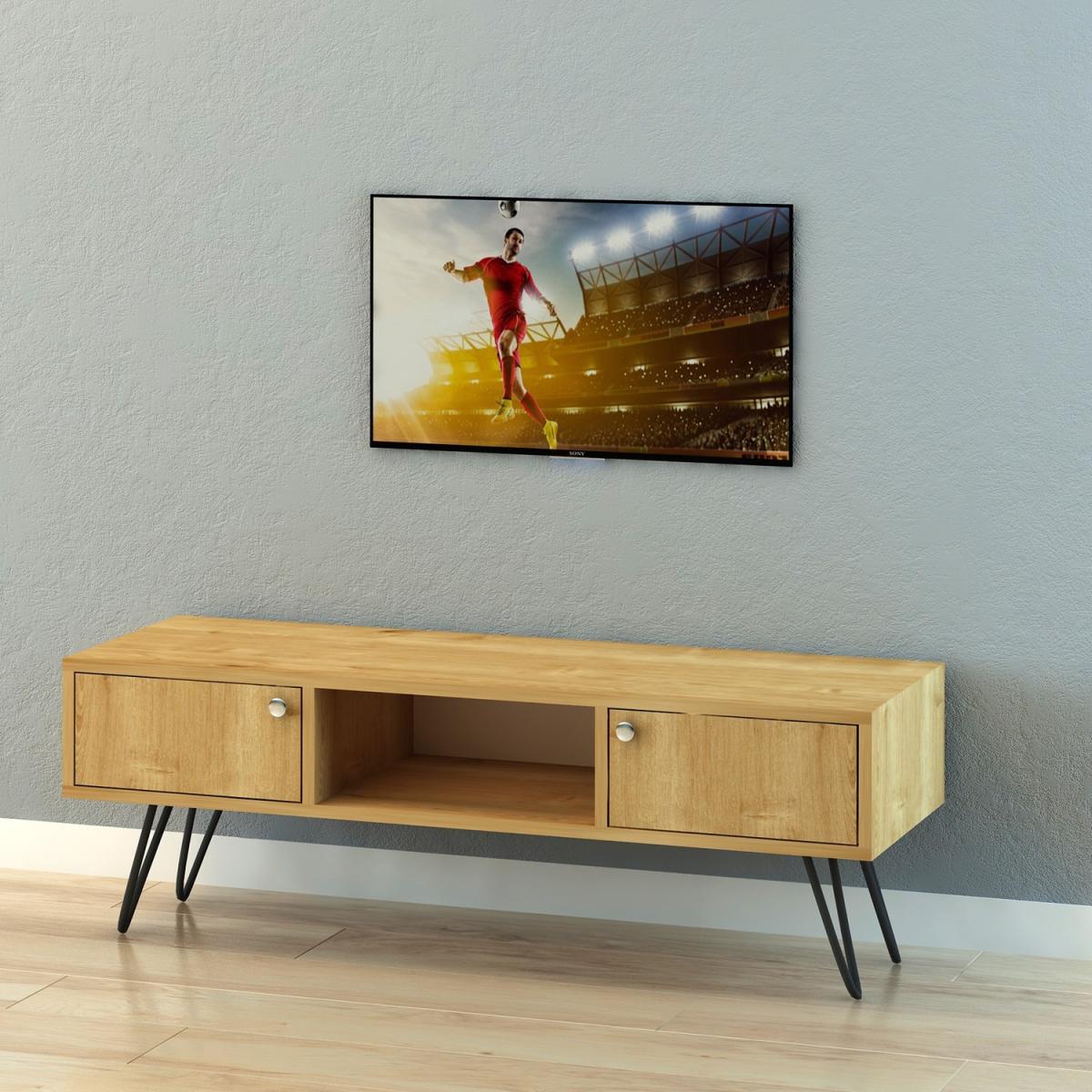 Sapphire Modern - TV Stand with Shelf - Oak – image 4