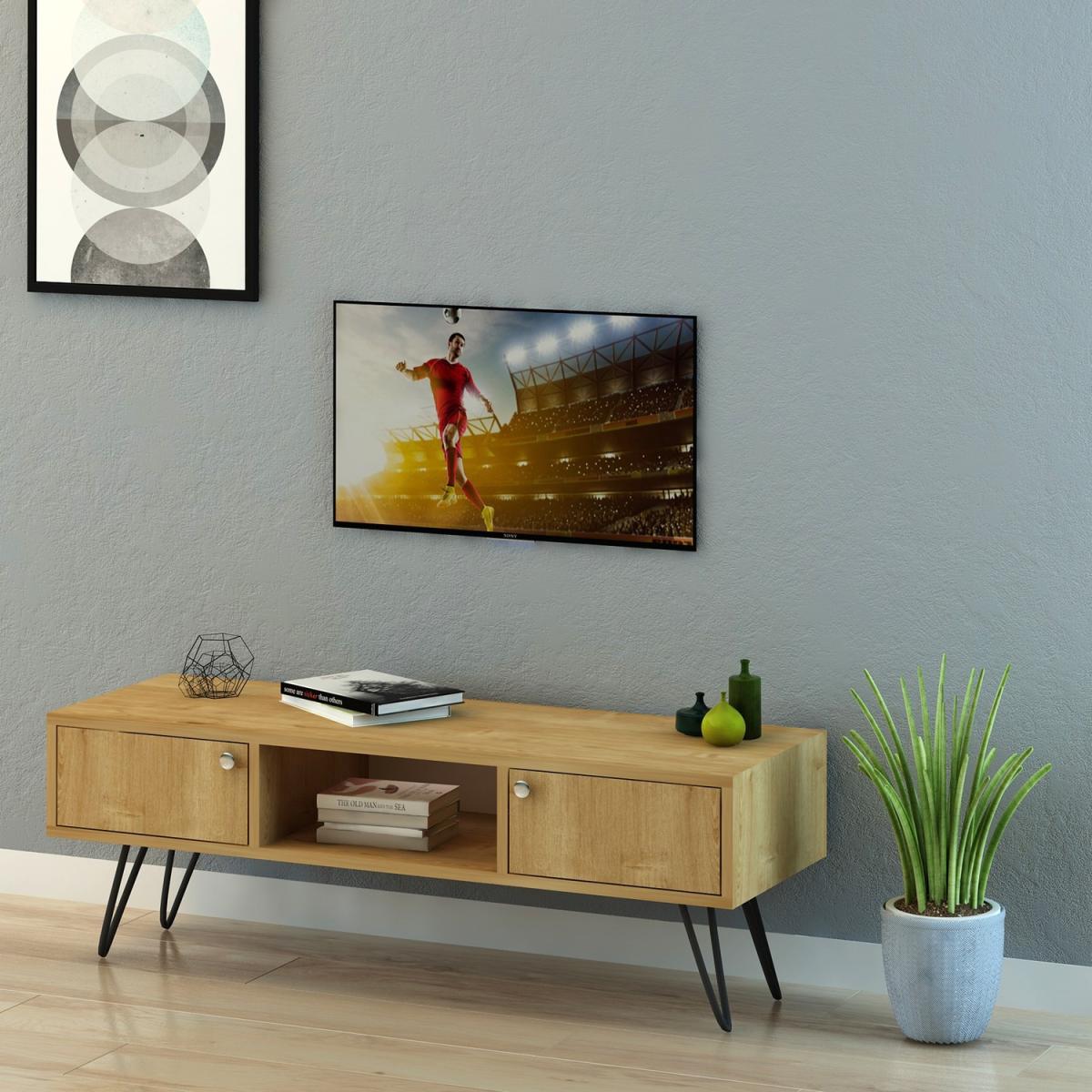 Sapphire Modern - TV Stand with Shelf - Oak – image 5