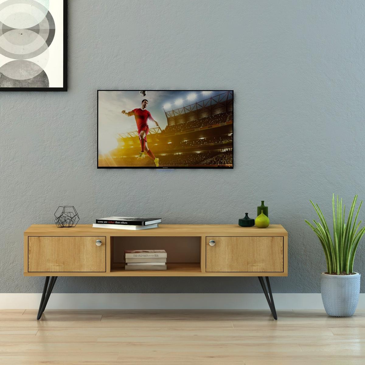 Sapphire Modern - TV Stand with Shelf - Oak – image 1