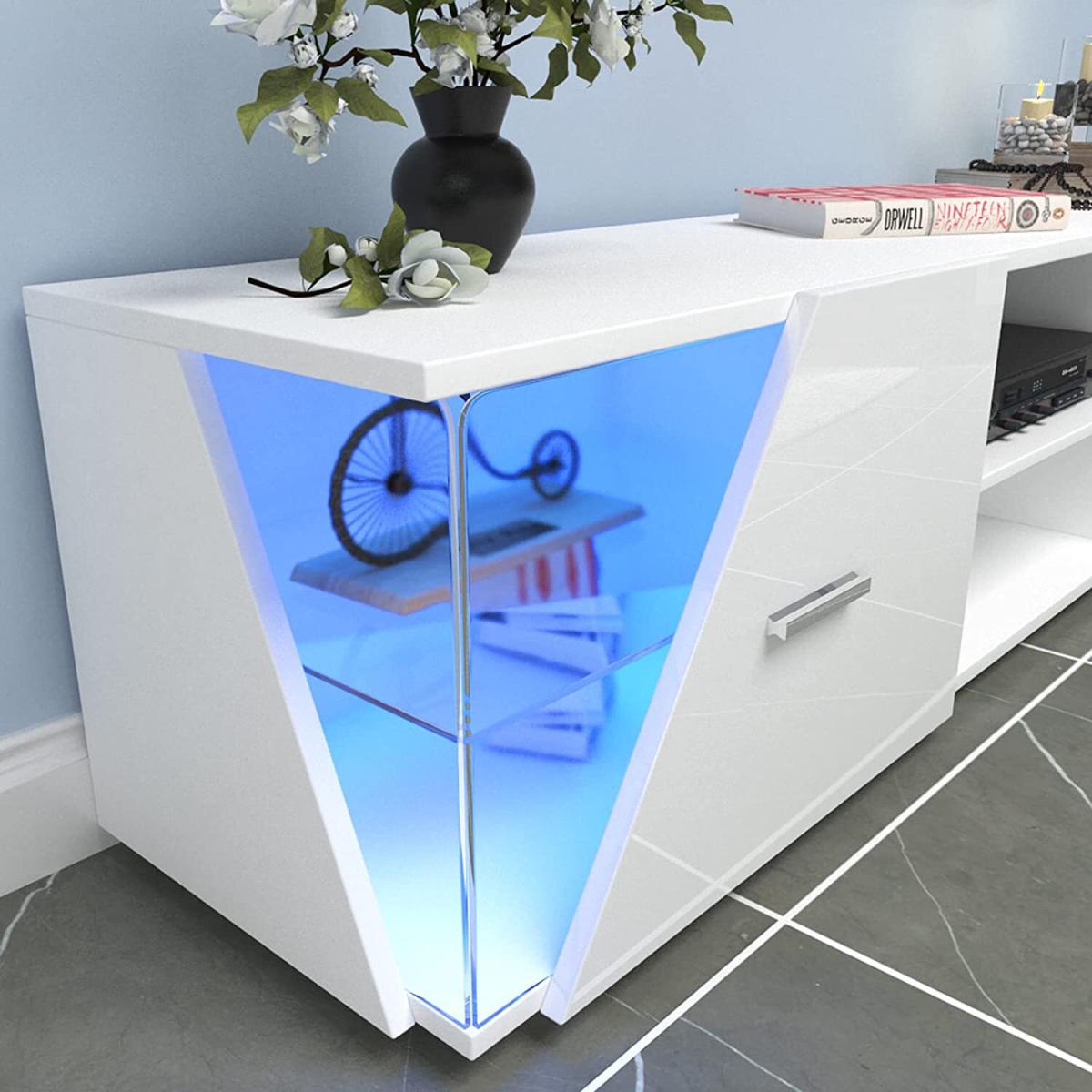 Dripex High Gloss TV Cabinet Stand with LED Lights - White – image 4