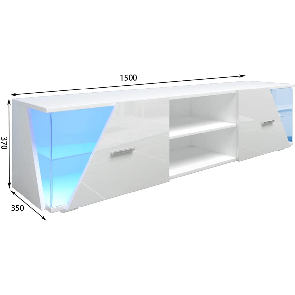 Dripex High Gloss TV Cabinet Stand with LED Lights - White – image 8