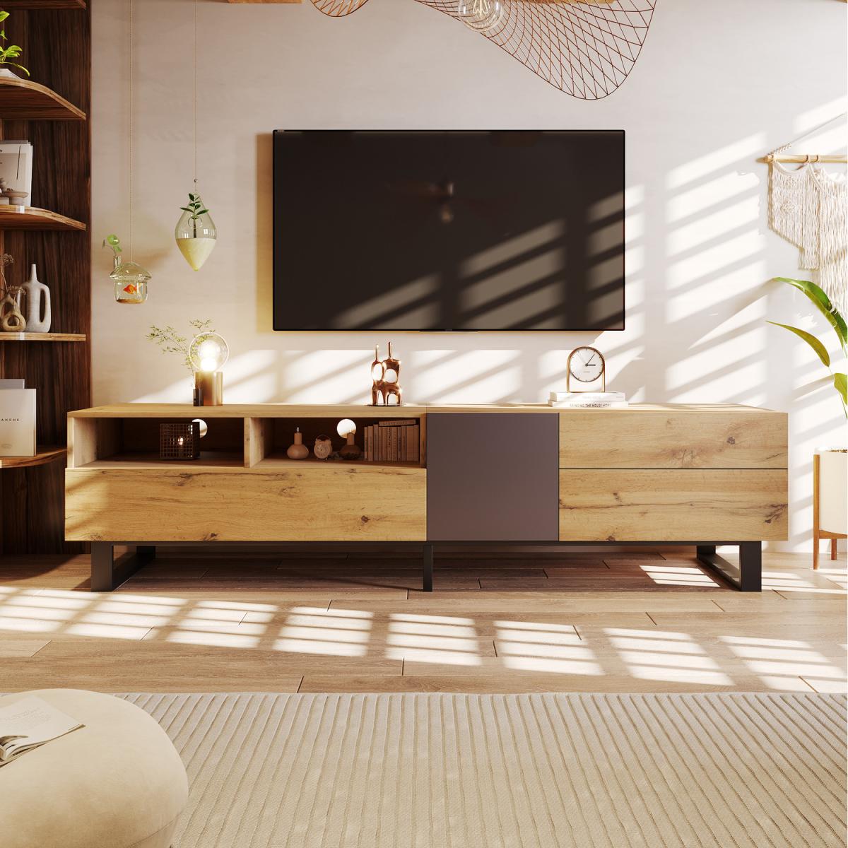 TV stand with wood grain finish - Natural
