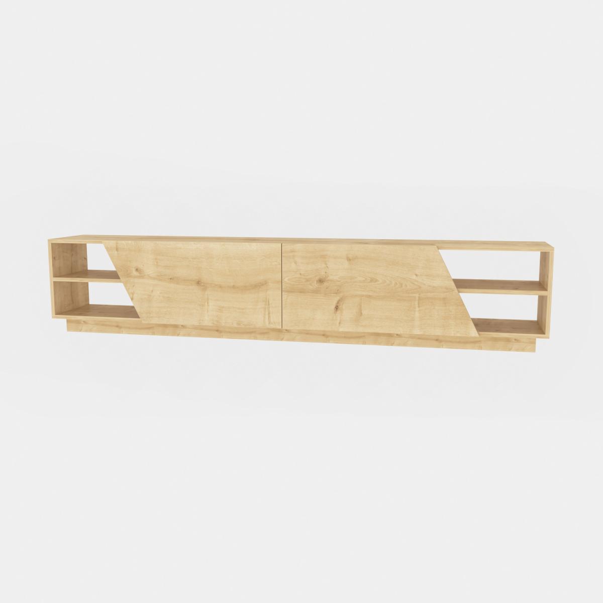 Rhodes 240 cm Wide Modern TV Unit TV Stand with Shelves - Sapphire Oak Pattern – image 2