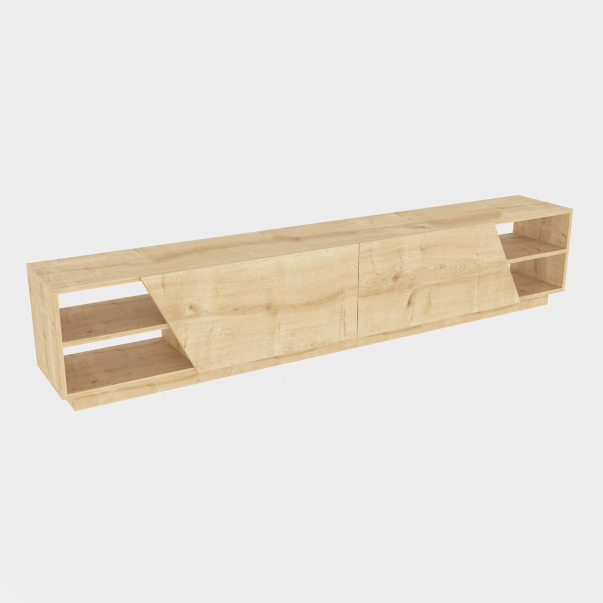Rhodes 240 cm Wide Modern TV Unit TV Stand with Shelves - Sapphire Oak Pattern – image 3