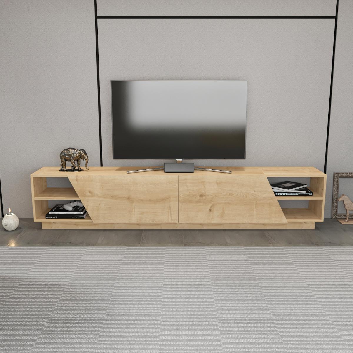 Rhodes 240 cm Wide Modern TV Unit TV Stand with Shelves - Sapphire Oak Pattern – image 5