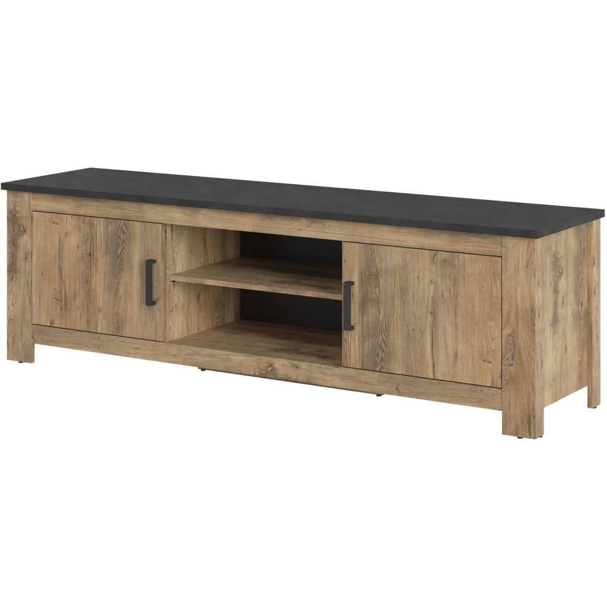 Rapallo 2 Door 189cm wide TV Cabinet in Chestnut and Matera Grey - Chestnut & Matera Grey – image 4