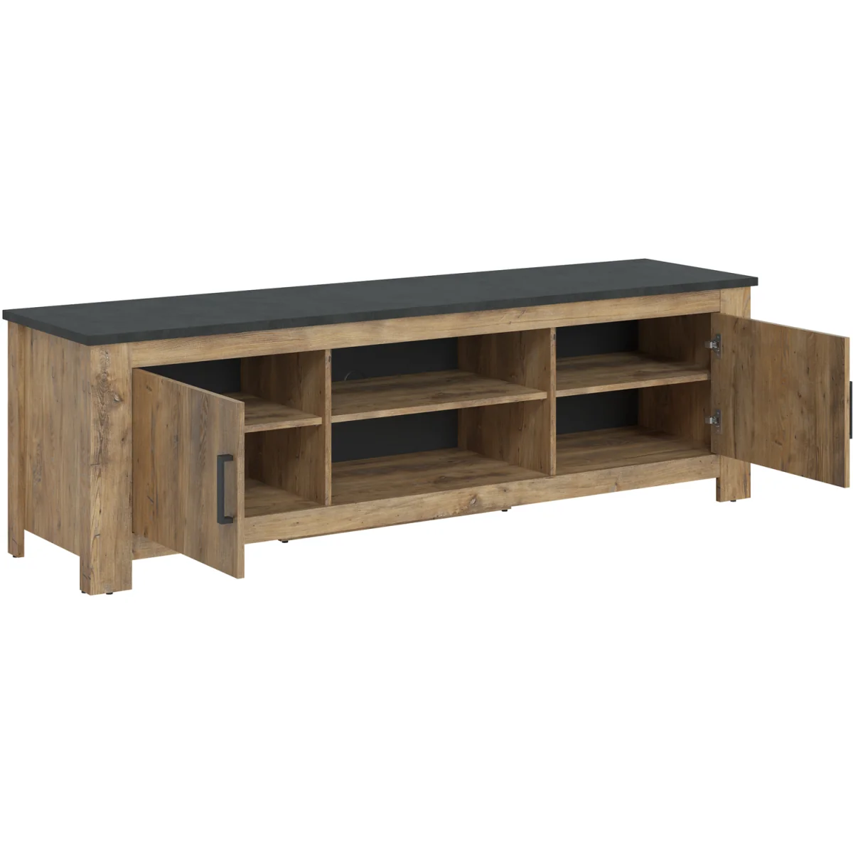 Rapallo 2 Door 189cm wide TV Cabinet in Chestnut and Matera Grey - Chestnut & Matera Grey – image 5
