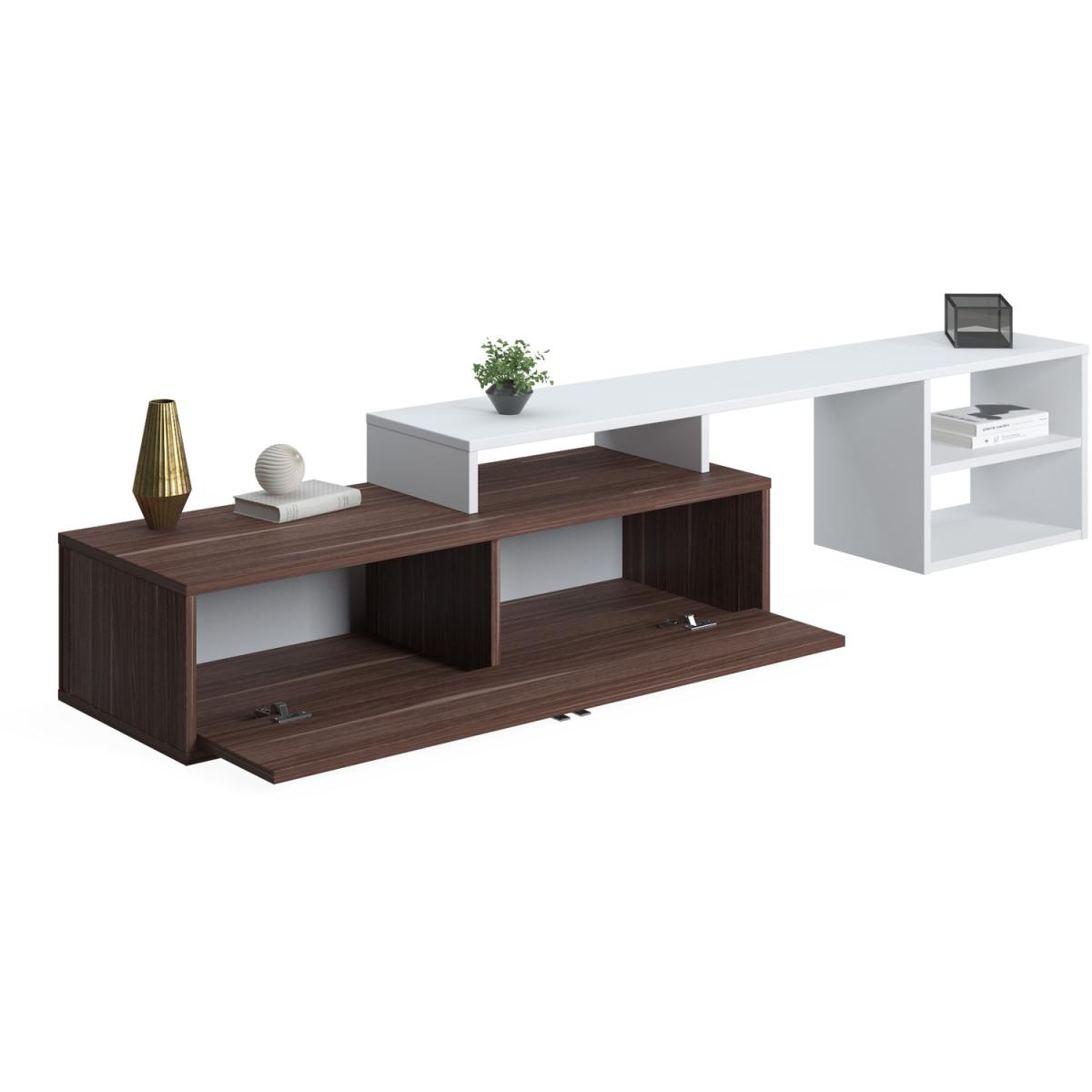Optimo Adjustable TV Stand for TVs up to 80" by Ruumstore - Walnut/White – image 4