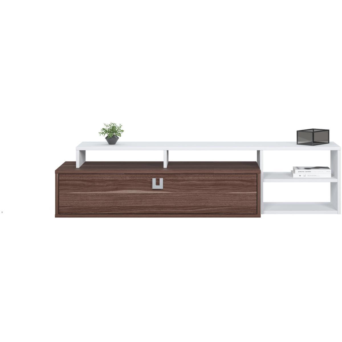 Optimo Adjustable TV Stand for TVs up to 80" by Ruumstore - Walnut/White – image 5